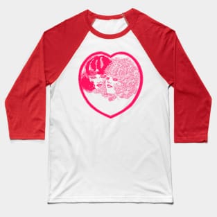 Vintage Stylized Girls Illustration Baseball T-Shirt